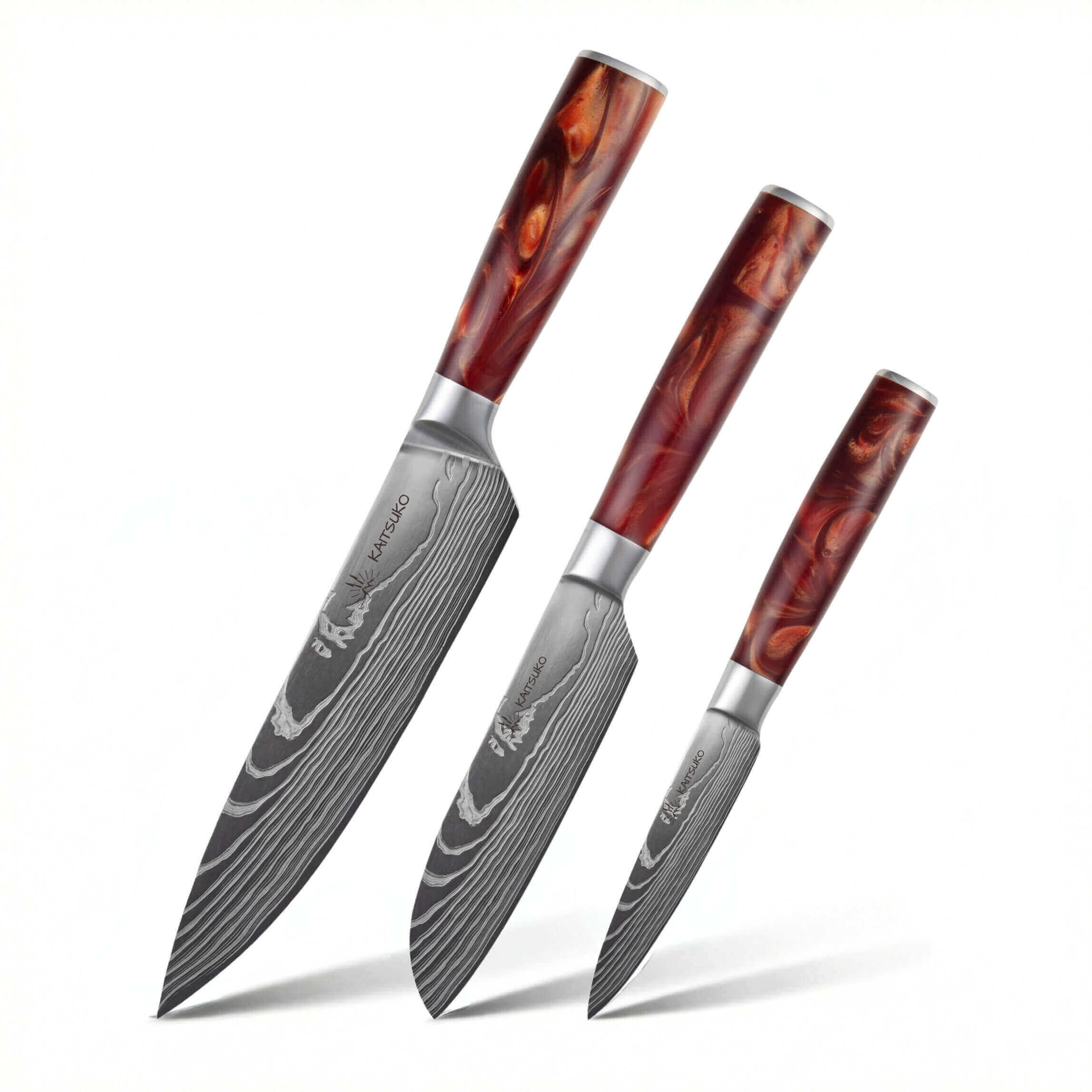 Muttertagsset (3 japanische Messer + 1 professioneller Messerschärfer + 1 E-Book gratis + 1 Fingerschutz)