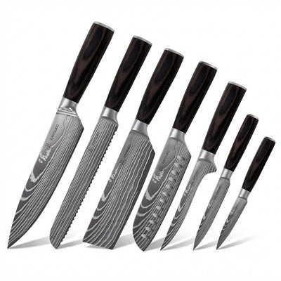 Set de 7 couteaux japonais Kaitsuko manche pakkawood 